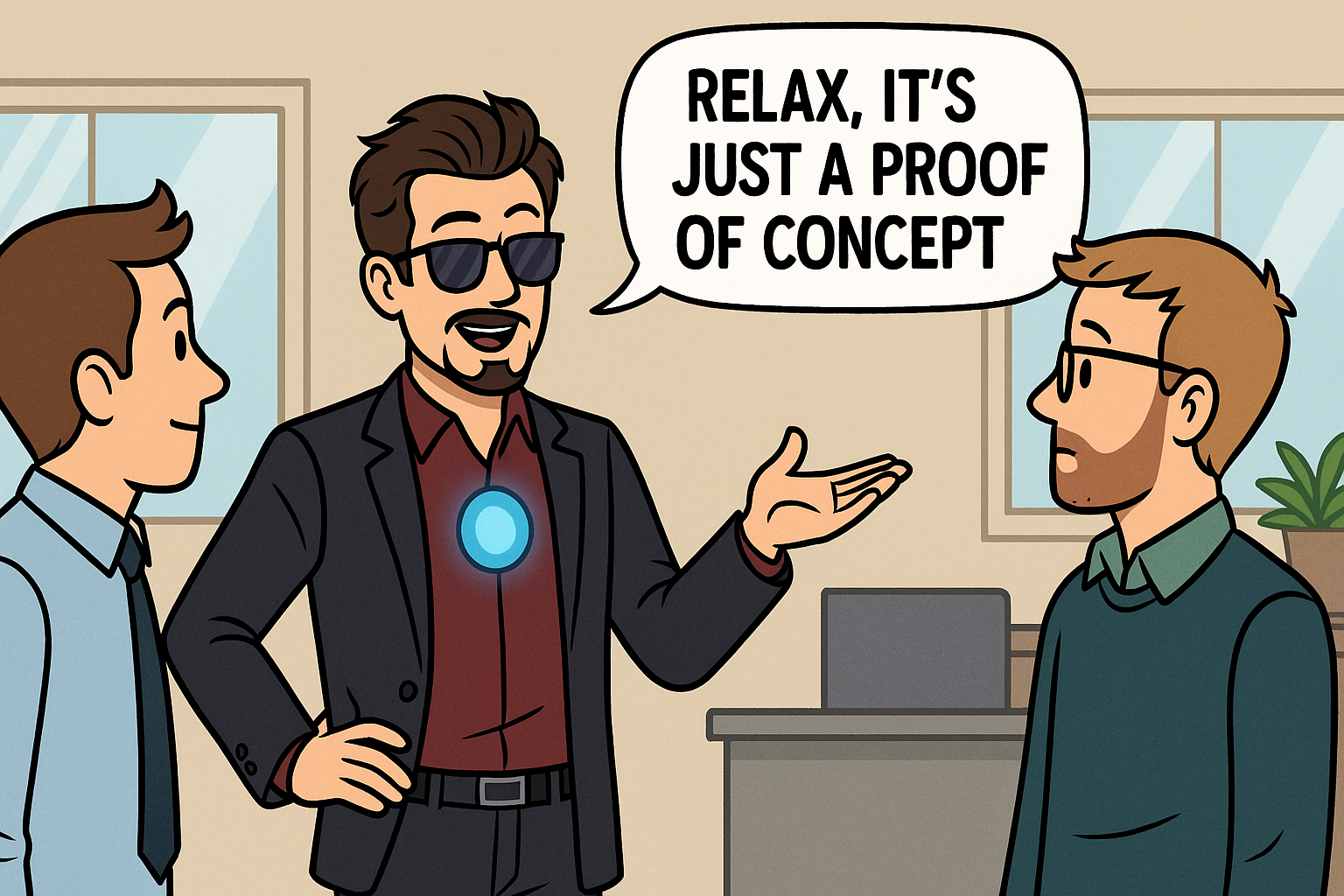 Prova de conceito - ilustração iron man tirinha